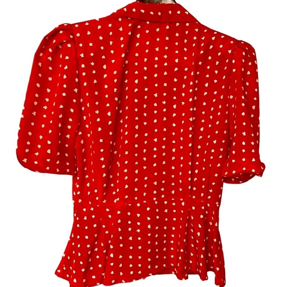 Vintage Tess Paris-Milano Red Polkadot Peplum Blouse - Picture 5 of 12